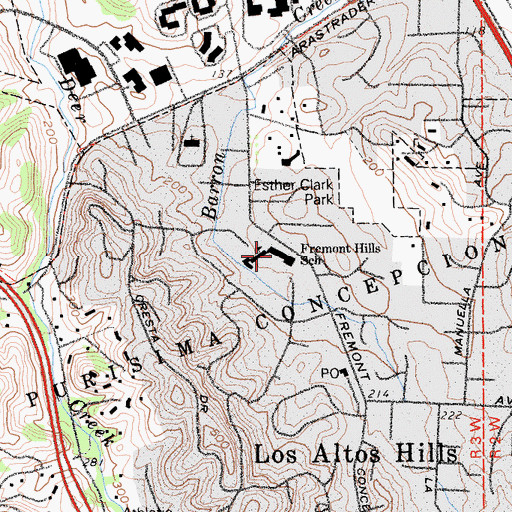 Topographic Map of Pinewood School Upper Campus, CA