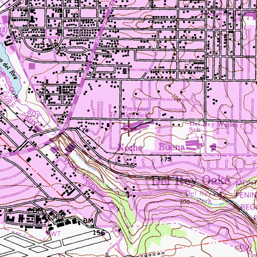 Topographic Map of Fremont Junior High School, CA