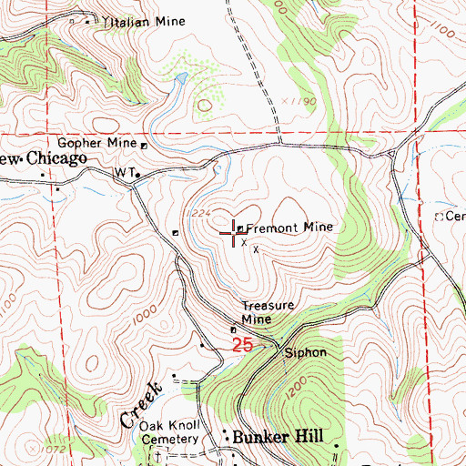 Topographic Map of Fremont Mine, CA