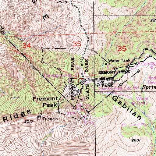 Topographic Map of Fremont Peak State Park, CA