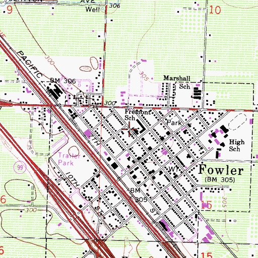 Topographic Map of Fremont Elementary School, CA
