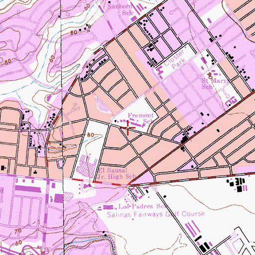 Topographic Map of Fremont Elementary School, CA