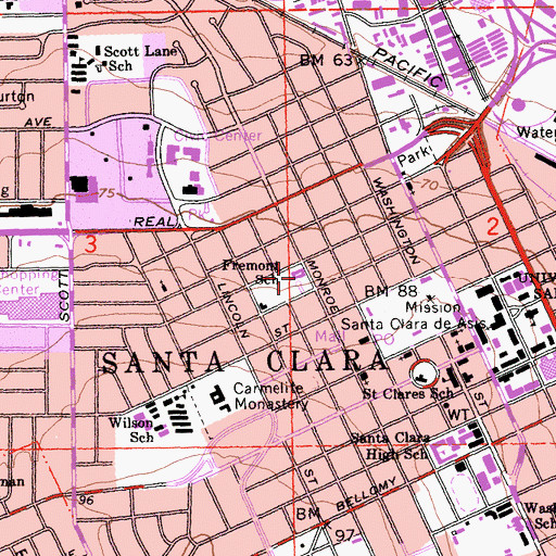 Topographic Map of Fremont School, CA