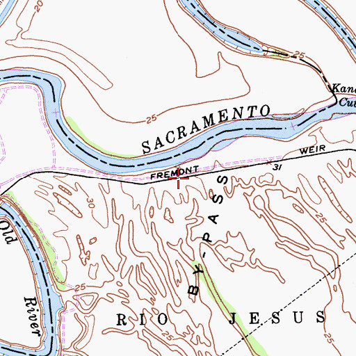 Topographic Map of Fremont Weir, CA