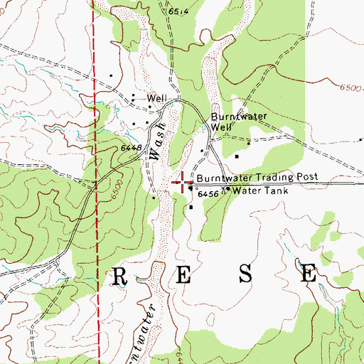 Topographic Map of Burntwater Trading Post, AZ