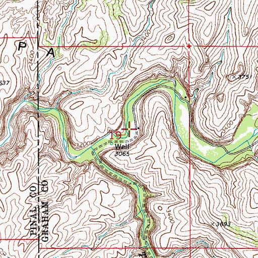 Topographic Map of Aravaipa Canyon Primitive Area East Entrance, AZ