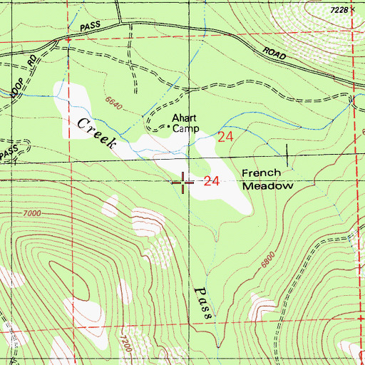 Topographic Map of French Meadow, CA