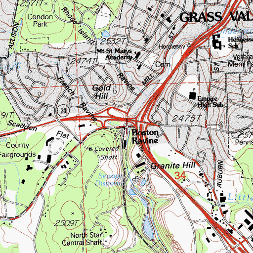 Topographic Map of French Ravine, CA