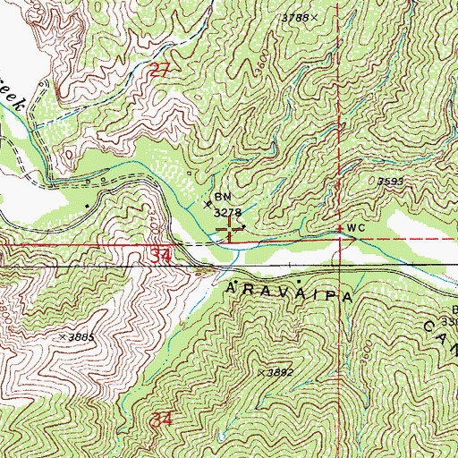 Topographic Map of Aravaipa School, AZ