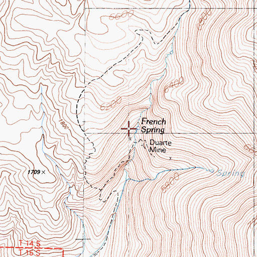 Topographic Map of French Spring, CA