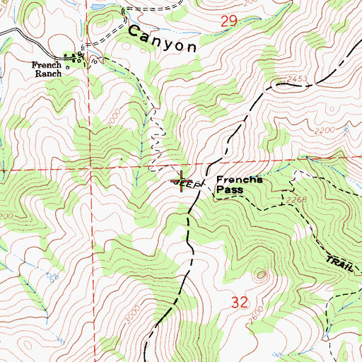 Topographic Map of Frenchs Pass, CA