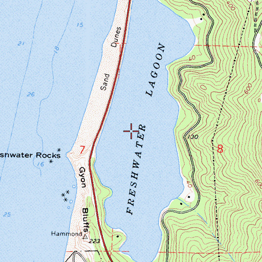 Topographic Map of Freshwater Lagoon, CA