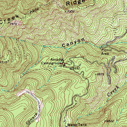 Topographic Map of Arcadia Recreation Area, AZ