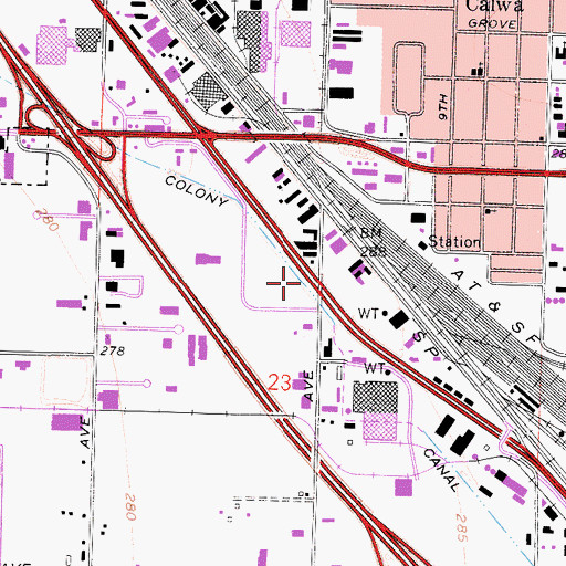 Topographic Map of Fresno Colony Canal, CA