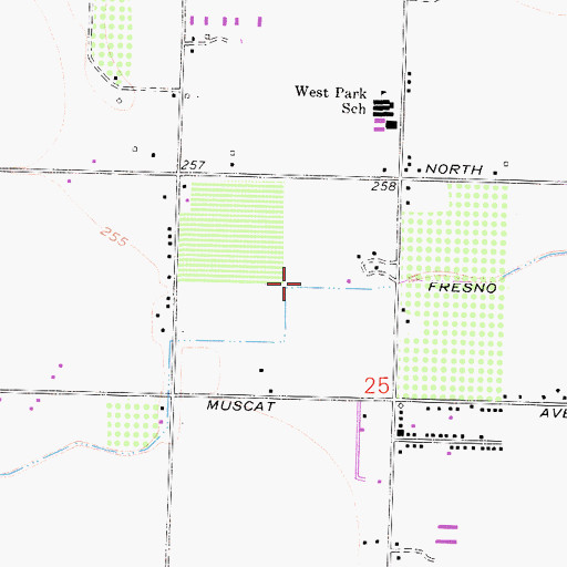 Topographic Map of Fresno Colony Canal, CA