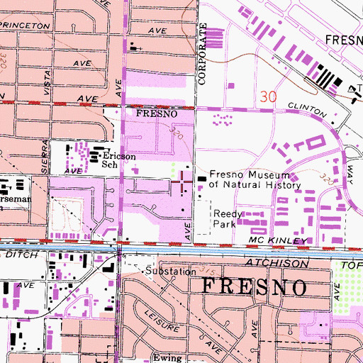 Topographic Map of Fresno Museum of Natural History, CA
