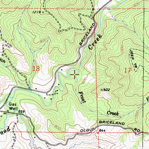 Topographic Map of Frost Creek, CA