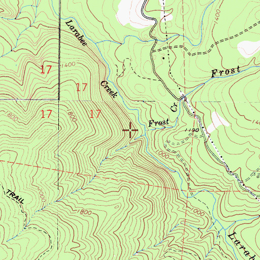 Topographic Map of Frost Creek, CA