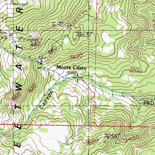 Topographic Map of Fryingpan Canyon, CA