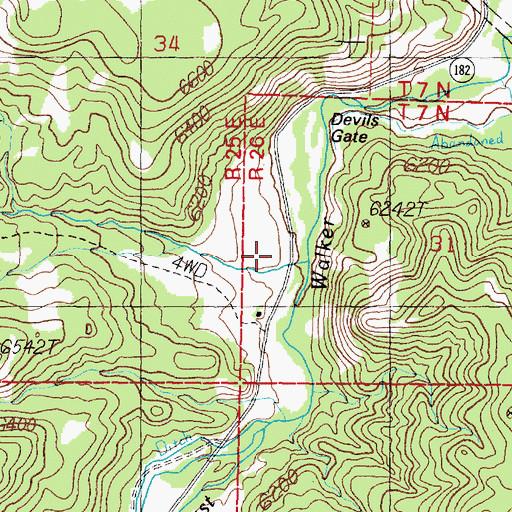 Topographic Map of Fryingpan Creek, CA