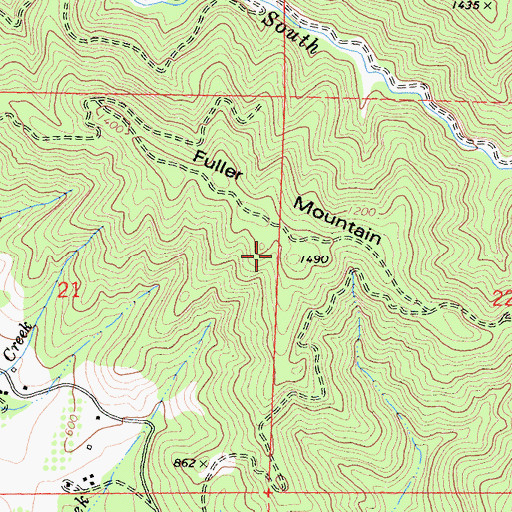 Topographic Map of Fuller Mountain, CA