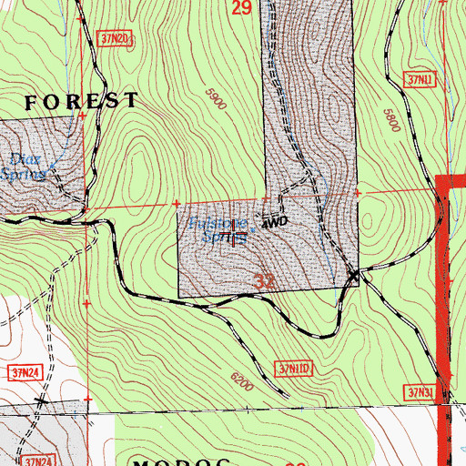 Topographic Map of Fulstone Spring, CA