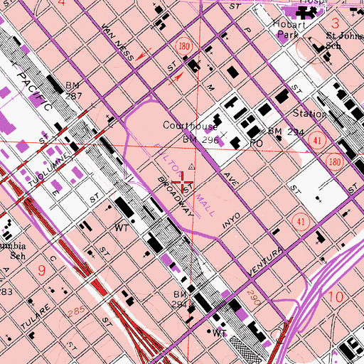 Topographic Map of Fulton Mall, CA