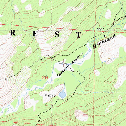 Topographic Map of Gabbott Meadow, CA