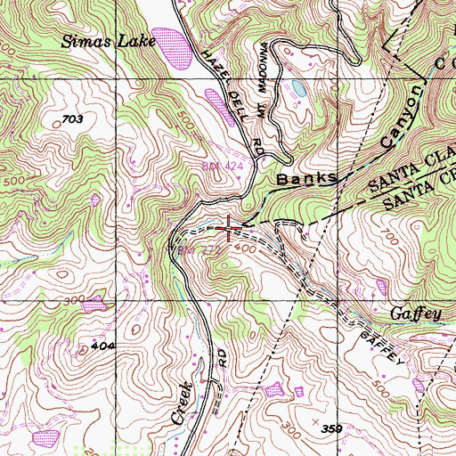 Topographic Map of Gaffey Creek, CA