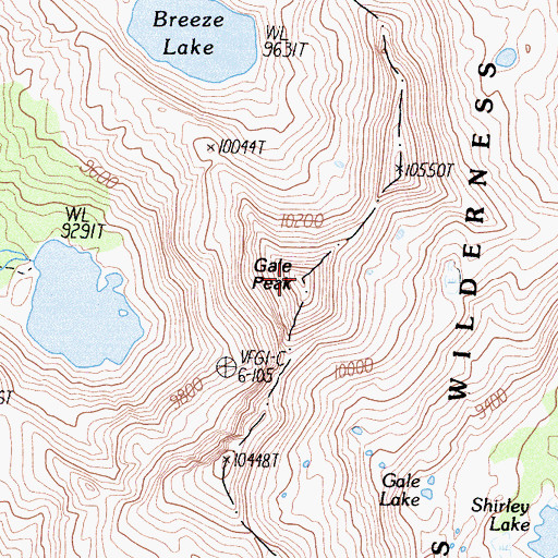 Topographic Map of Gale Peak, CA
