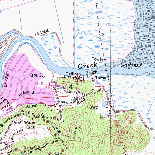 Topographic Map of Gallinas Beach, CA