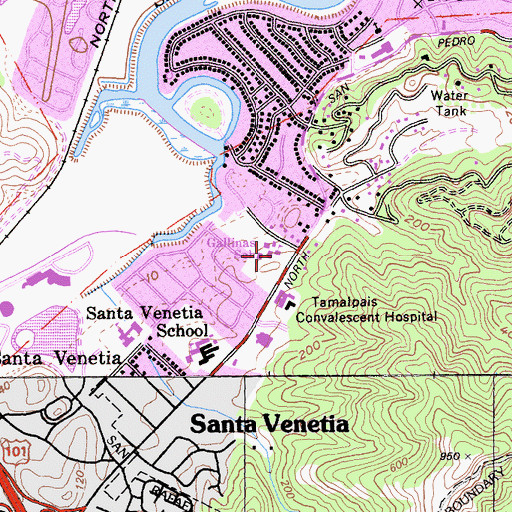 Topographic Map of Gallinas Elementary School, CA