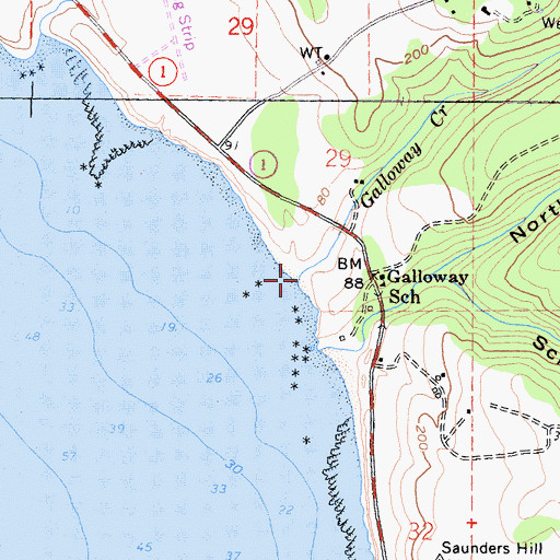 Topographic Map of Galloway Creek, CA
