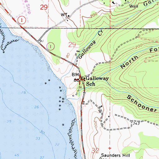 Topographic Map of Galloway School (historical), CA