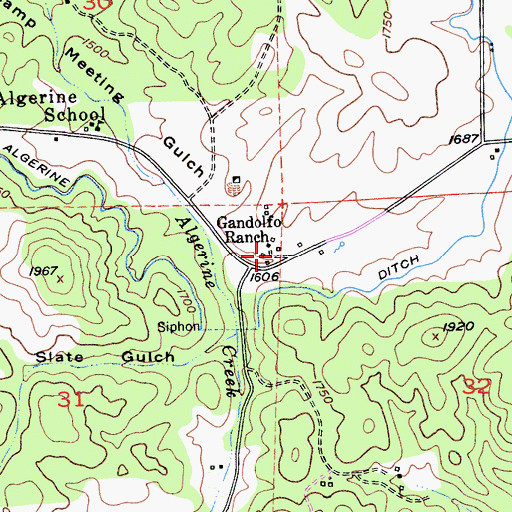 Topographic Map of Gandolfo Ranch, CA