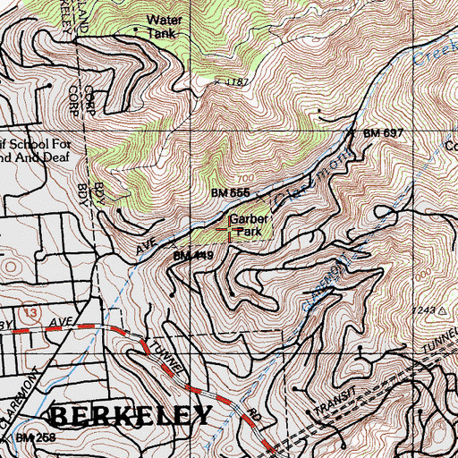 Topographic Map of Garber Park, CA