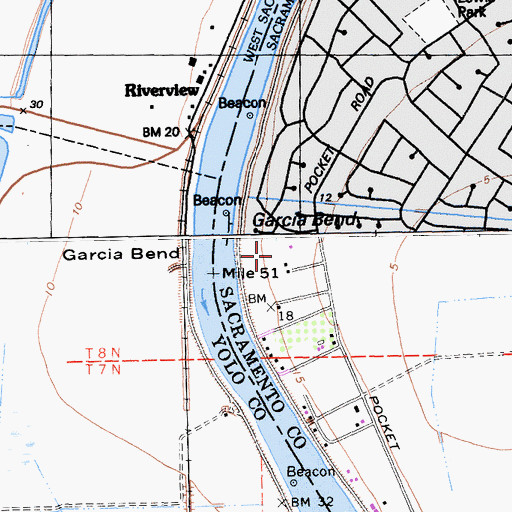 Topographic Map of Garcia Bend, CA