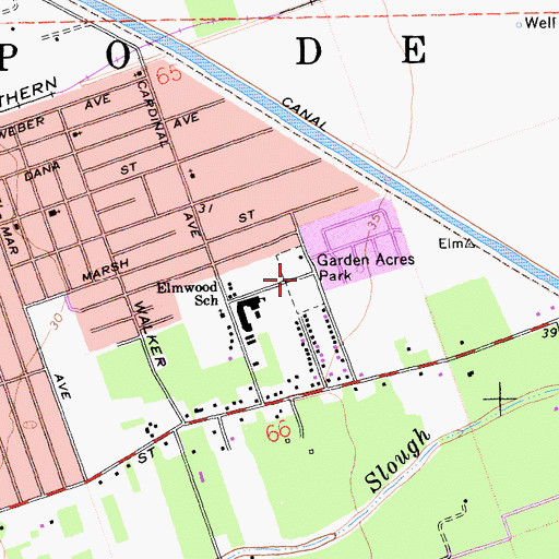 Topographic Map of Garden Acres Park, CA