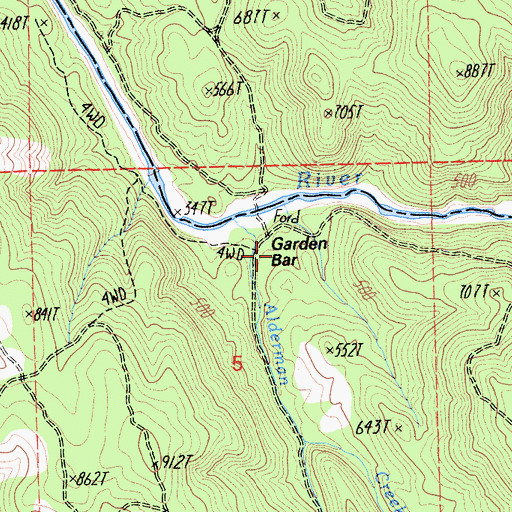 Topographic Map of Garden Bar, CA