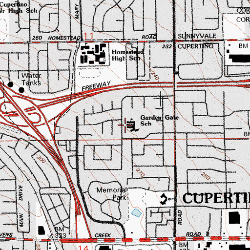 Topographic Map of Garden Gate Elementary School, CA