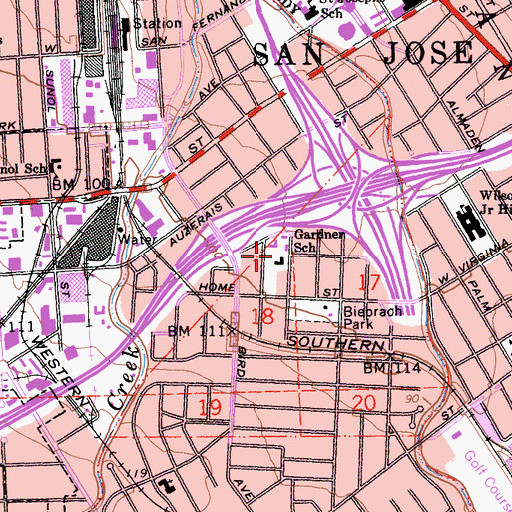 Topographic Map of Gardner Elementary School, CA
