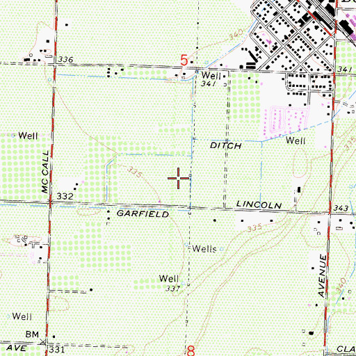 Topographic Map of Garfield Ditch, CA