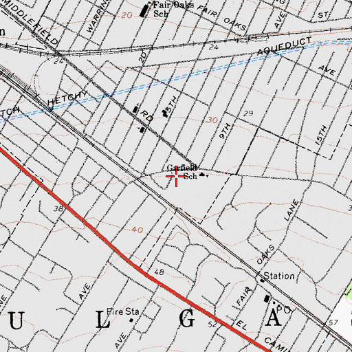 Topographic Map of Garfield Elementary Charter School, CA