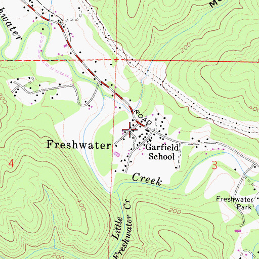 Topographic Map of Garfield Elementary School, CA