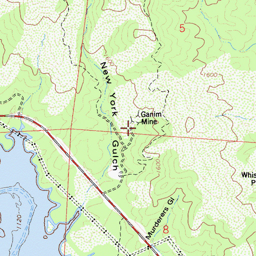 Topographic Map of Ganim Mine, CA