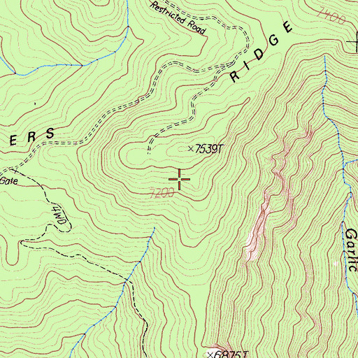 Topographic Map of Garlic Spur, CA