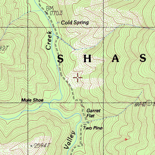 Topographic Map of Garret Flat, CA