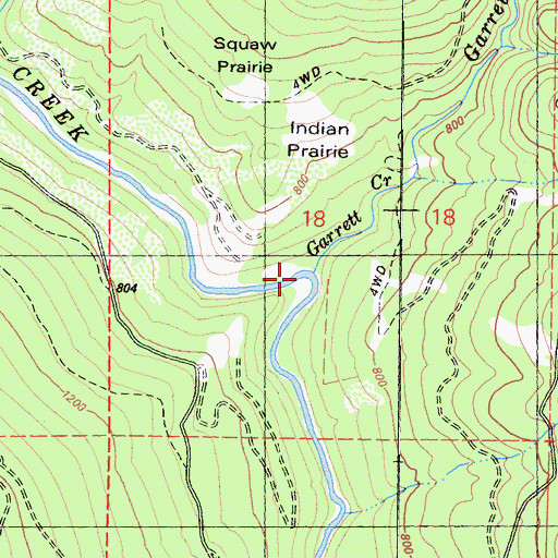 Topographic Map of Garrett Creek, CA