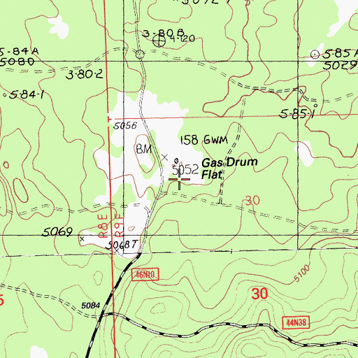 Topographic Map of Gas Drum Flat, CA