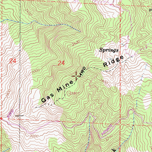 Topographic Map of Gas Mine Ridge, CA